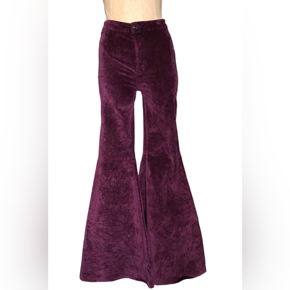 FREE PEOPLE Extreme Wide Leg Velvety Burgundy Flares Size: 25